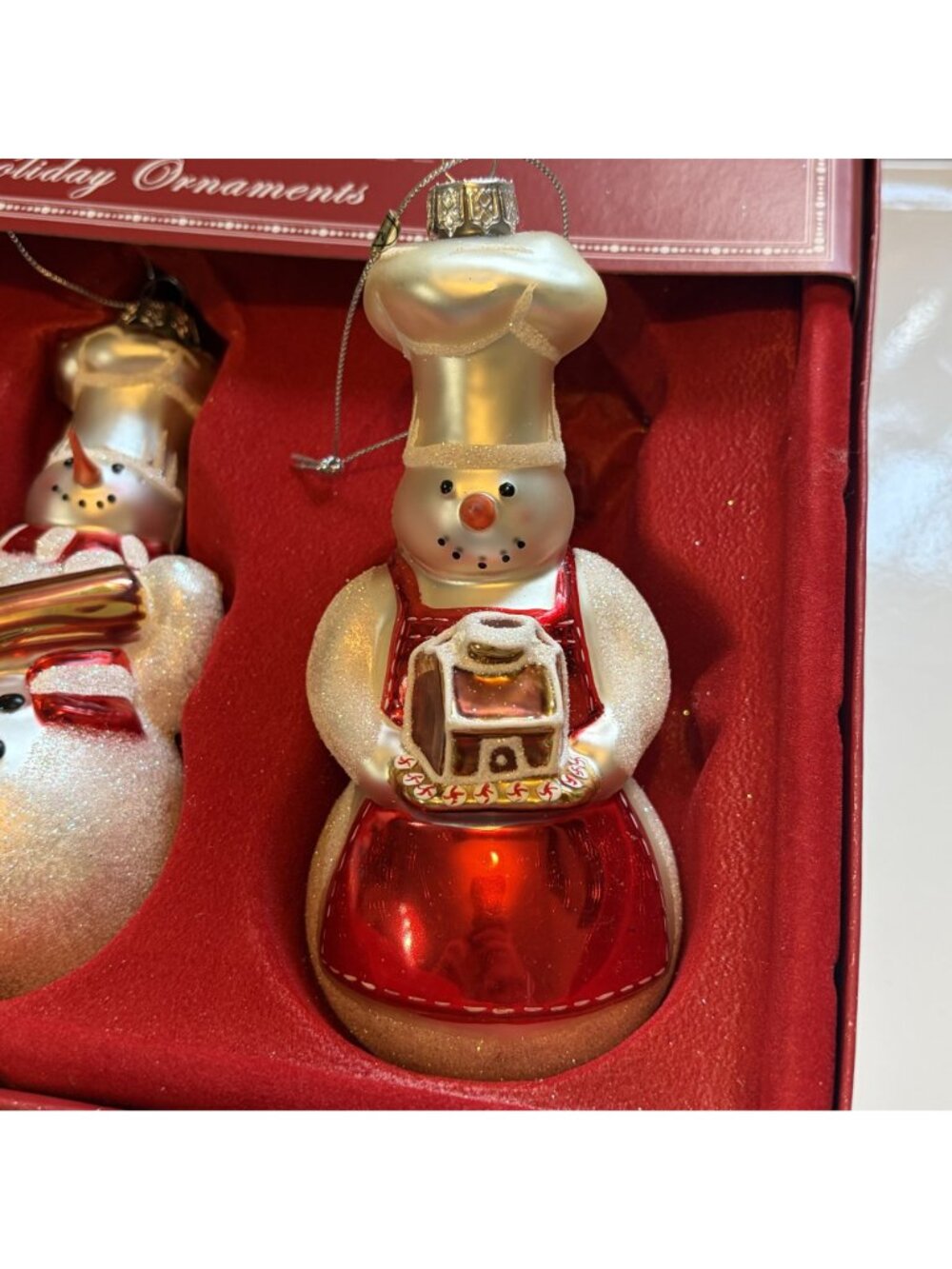 Williams Sonoma Limited Edition Baker Chef Snowman Glass Holiday Ornaments 2005 - Picture 14 of 16